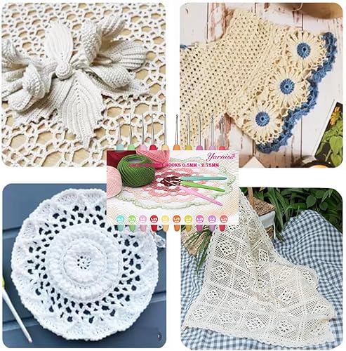 Miniatura 33 de Yarniss Ganchos de ganchillo de 20 tamaños de 0.020 in a 0.394 in, juego de ganchos de ganchillo ergonómicos con estuche para manos artríticas