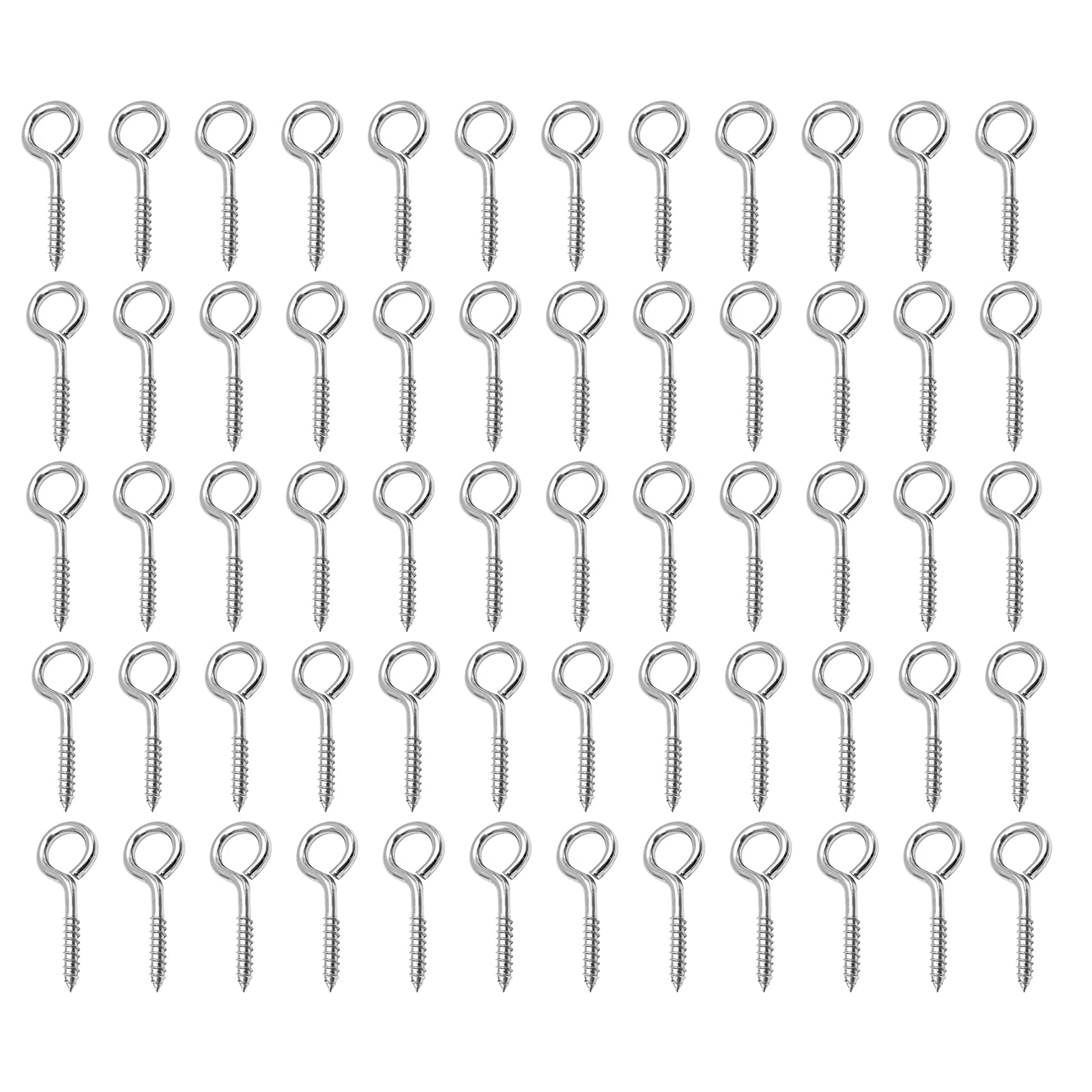 Occhi a vite, in acciaio inox, 7,5 cm, M6 x 80, ganci a vite resistenti per legare e fissare cavi, 60 pezzi