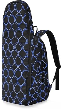 Tennis Backpack for Adults WaterproofAbstract Black Blue Pattern 2 Tennis Rackets Padded Backpack for Men Women Tennis Sport Bolsa para