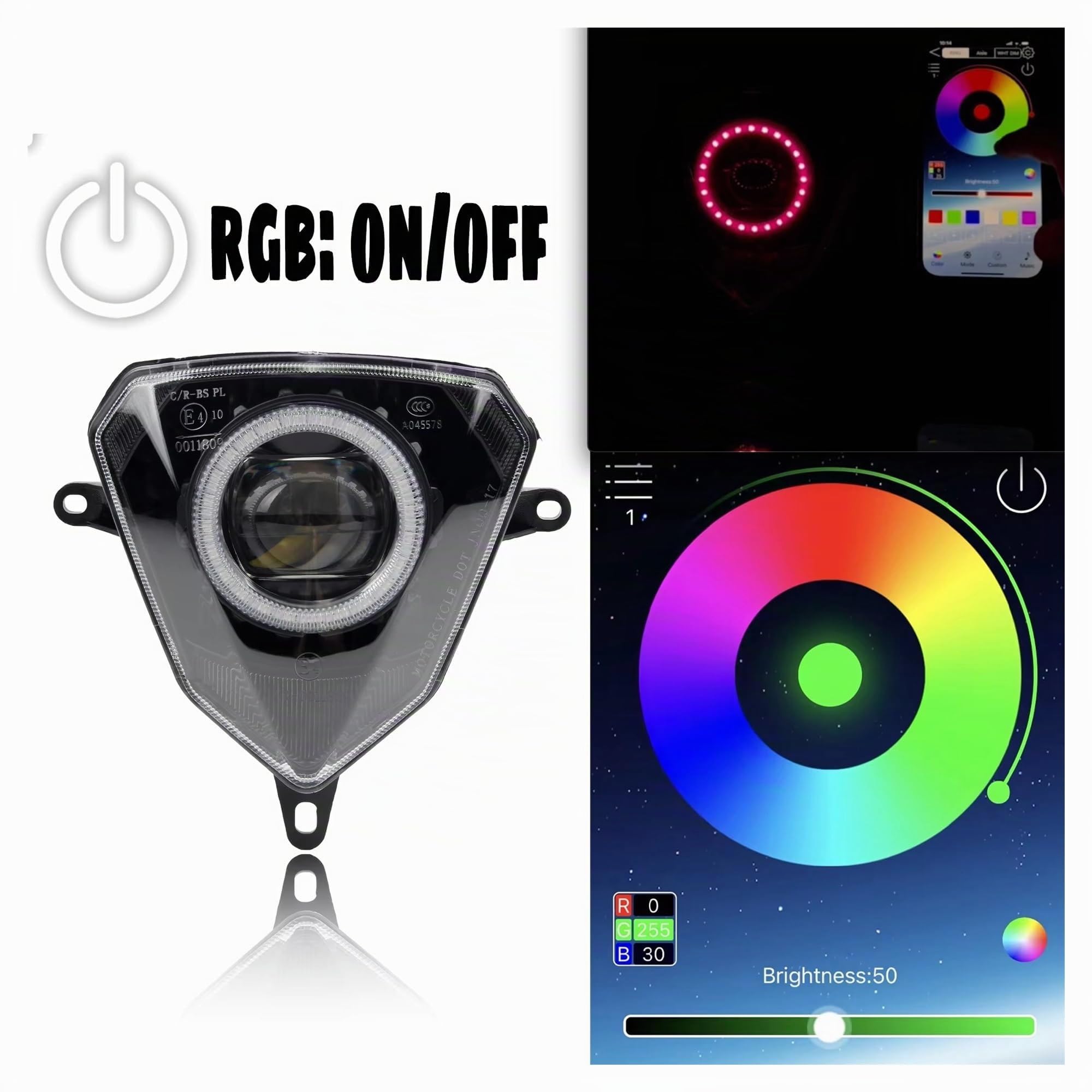 Spotlight Per Beta 50 125 250 300 Faro Anteriore Racing V6 Con Controllo APP Luce Angel Eye Pit Dirt Bike Faro Anteriore Fanale Anteriore(Set)