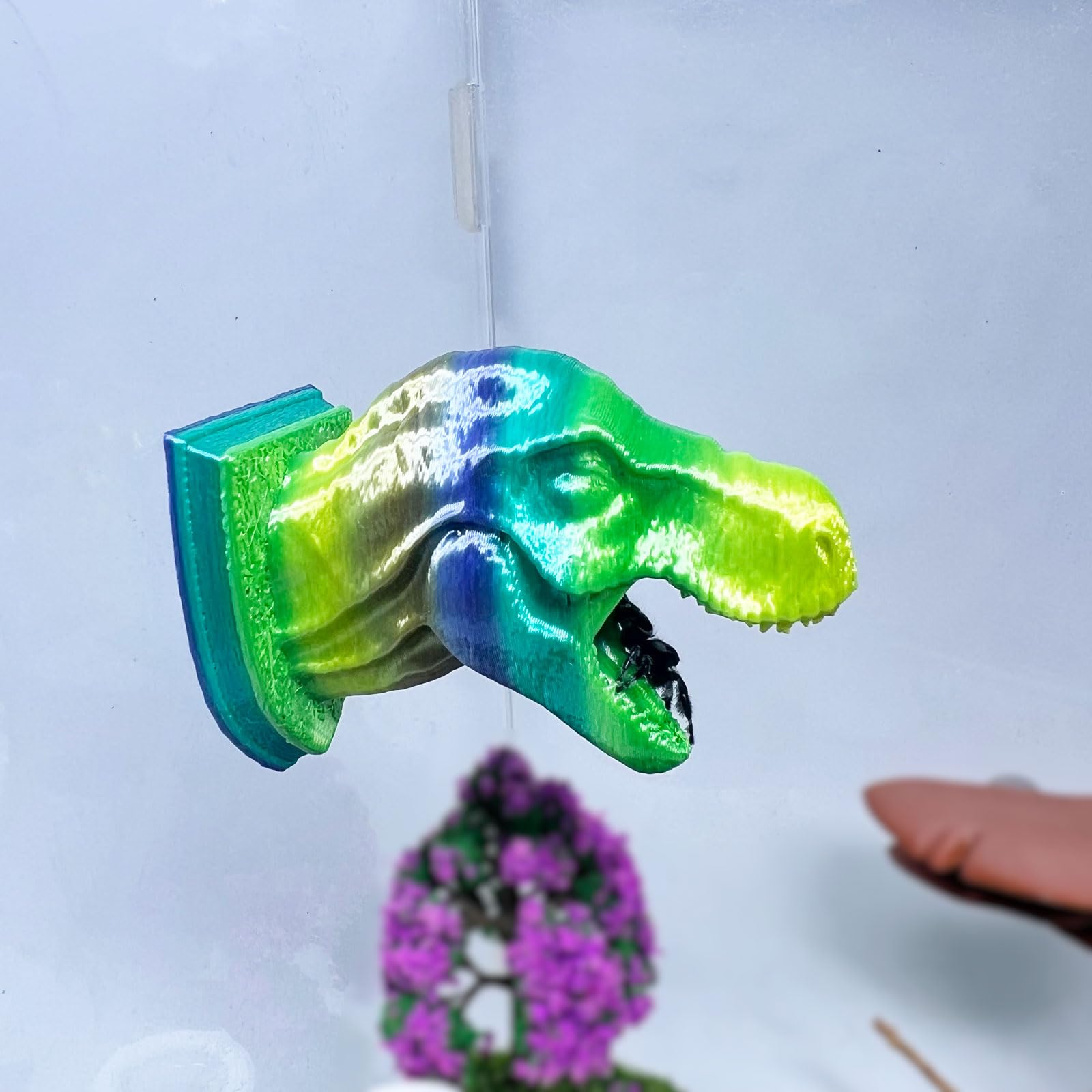 Daerky Jumping Spider Hide,3D Printed Dinosaur Head - A Fun Habitat for Jumping Spiders, Small Reptiles, and Small Pets, Suitable for Home Decor with