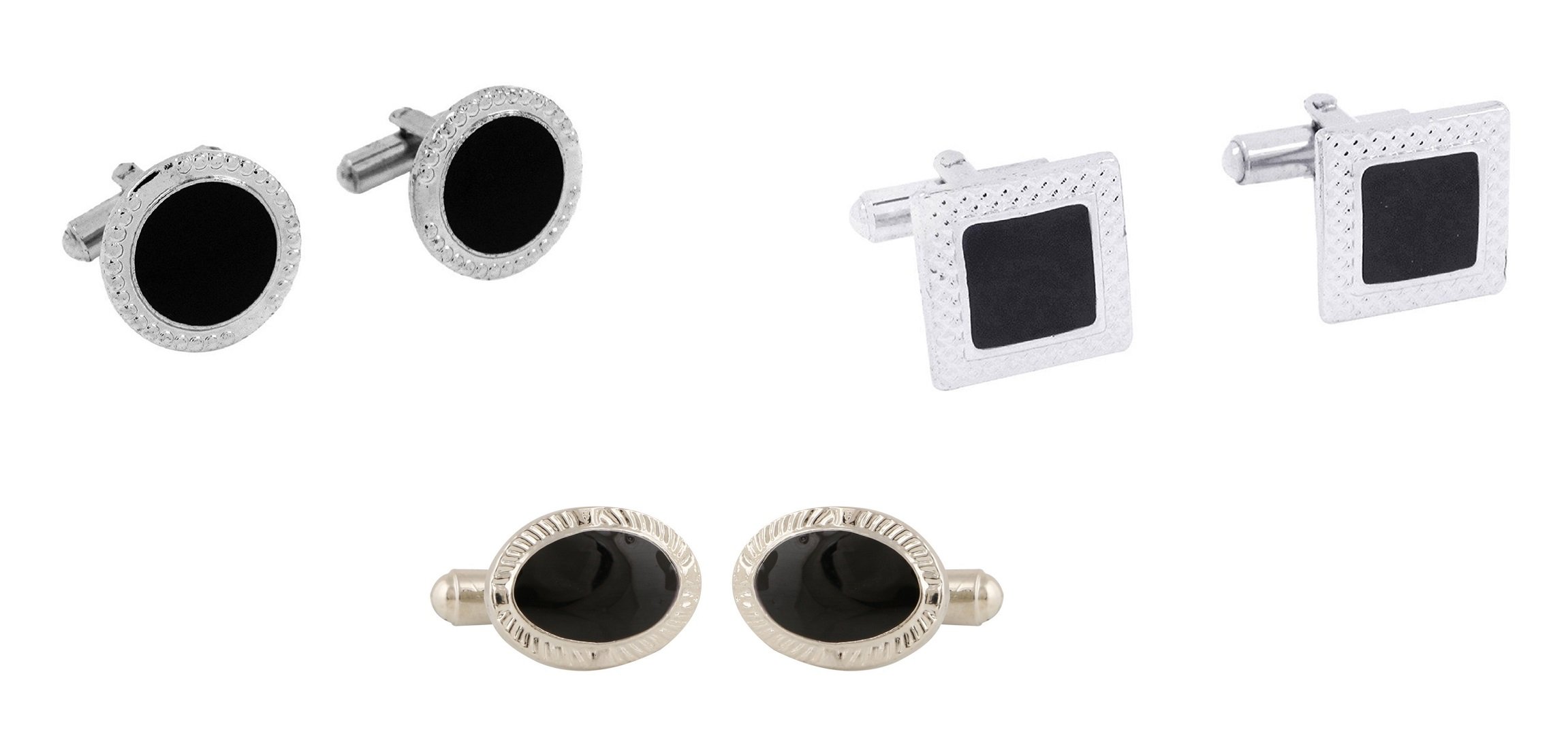 michelangelo Men's Silver Premium Cufflinks (Pack of 3)-picture-5