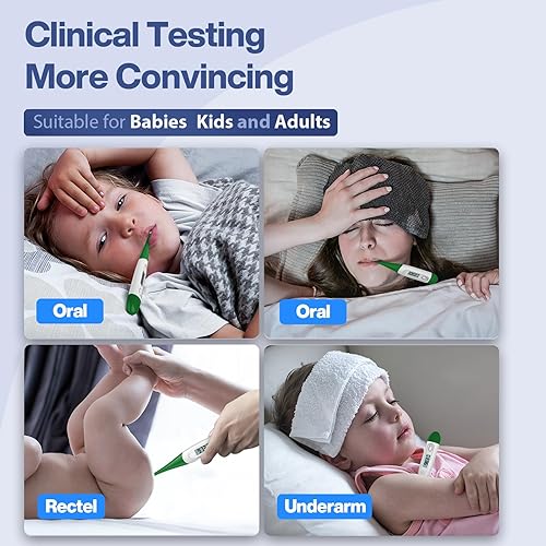 Vista 32 de Boncare Termómetro oral de 10 segundos para adultos y niños, termómetro digital rectal preciso y seguro para bebé con alarma de fiebre (azul claro)
