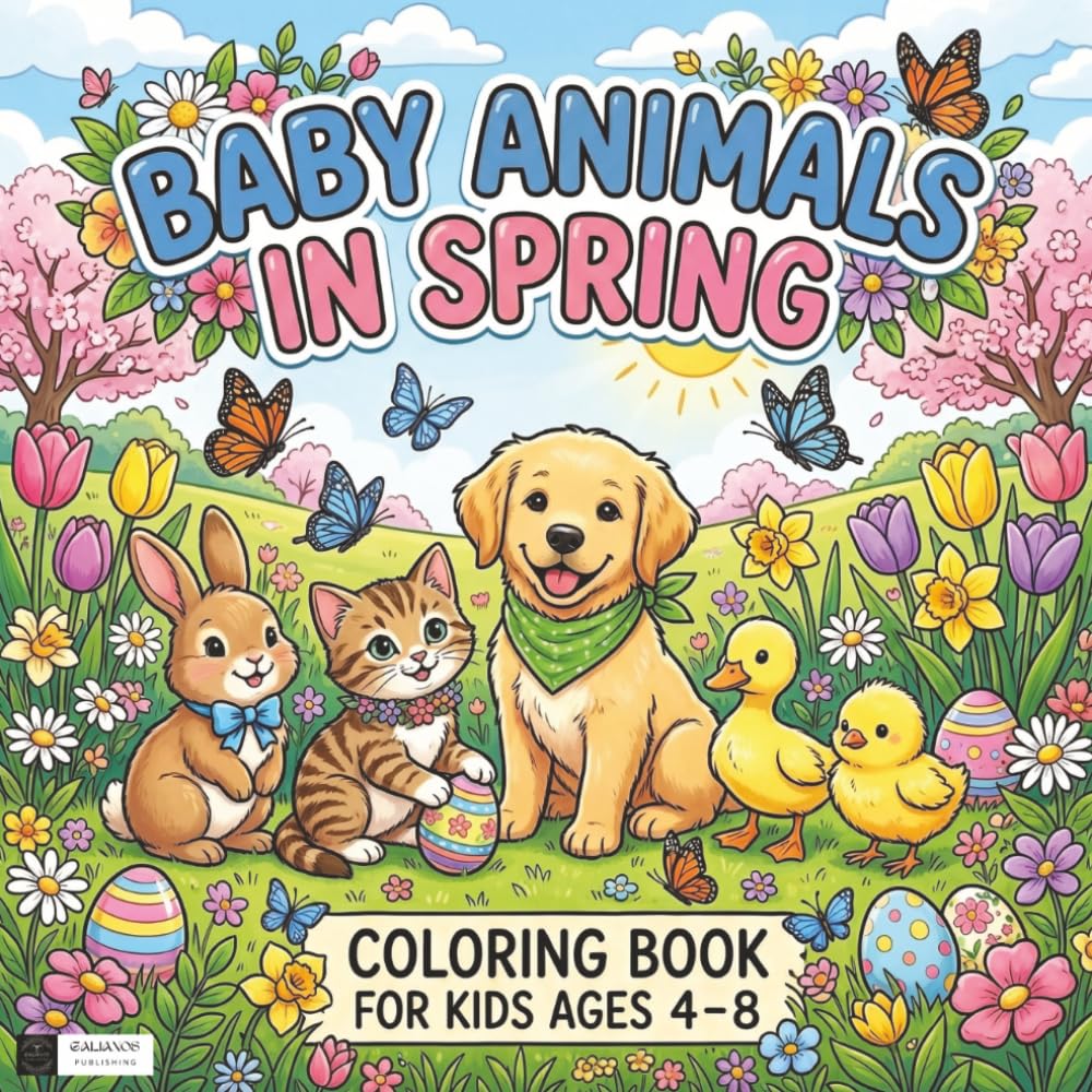 Baby Animals in Spring: Coloring Book for Kids Ages 4-8 (Cute Animal Coloring Books for Kids)