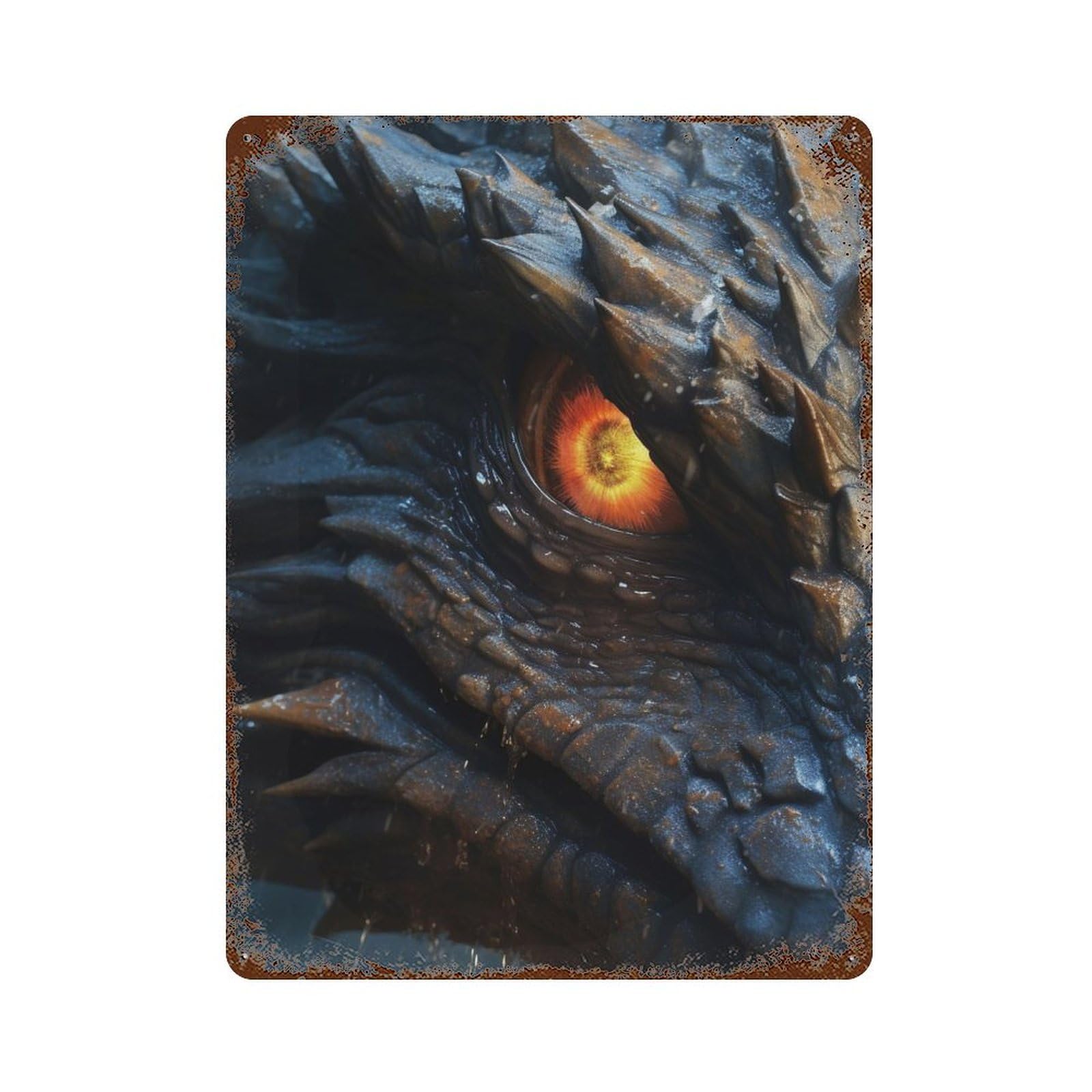 Eye Of The Dragon Vintage Rust Metal Sign 15.7"x11.8", Ideal for Basement, Hobby Room And Garage Decor