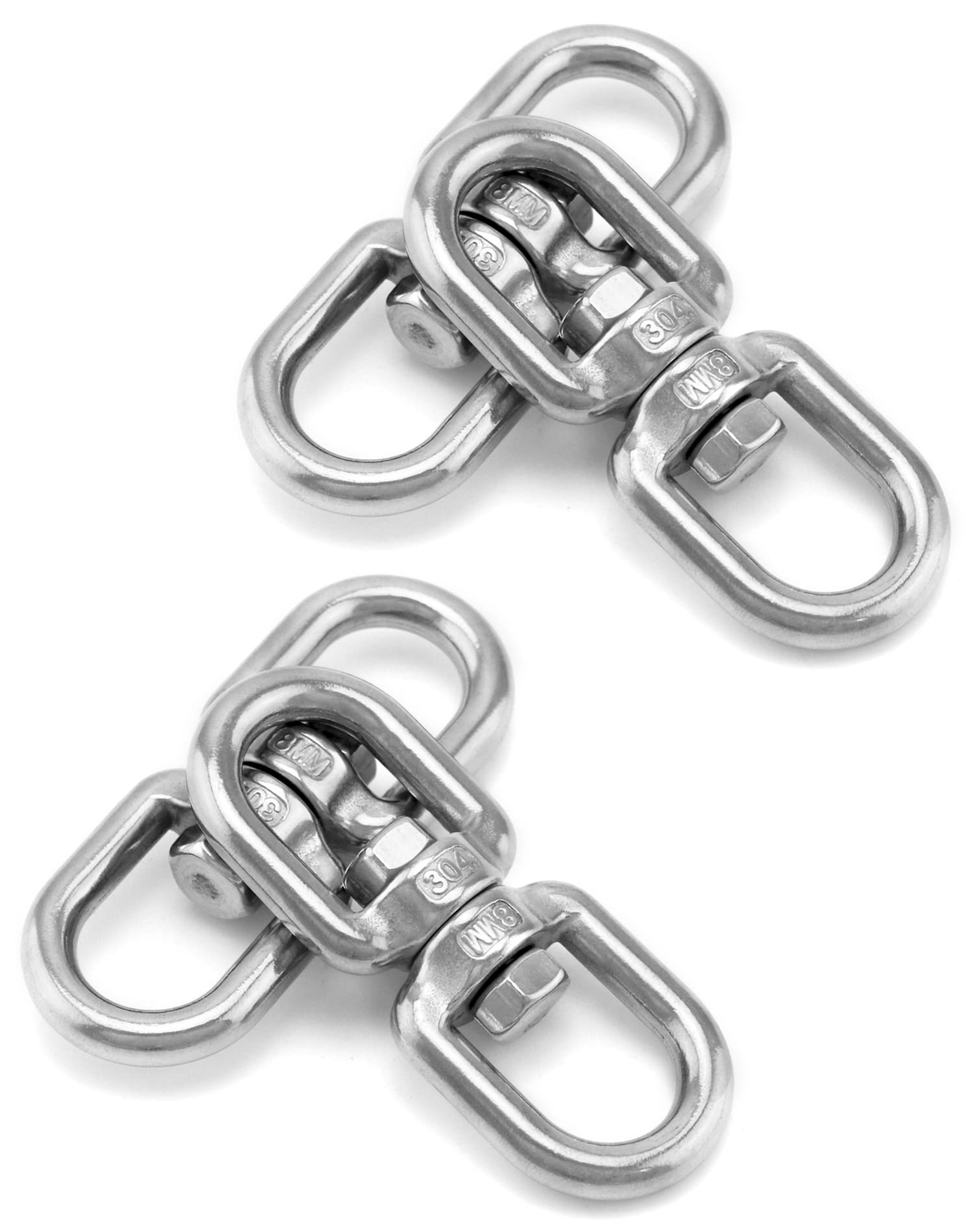 QWORK® 4 krętliki obrotowe M8, obracane o 360°, ze stali nierdzewnej, do foteli wiszących, worka bokserskiego i wielu innych, nośność do 300 kg