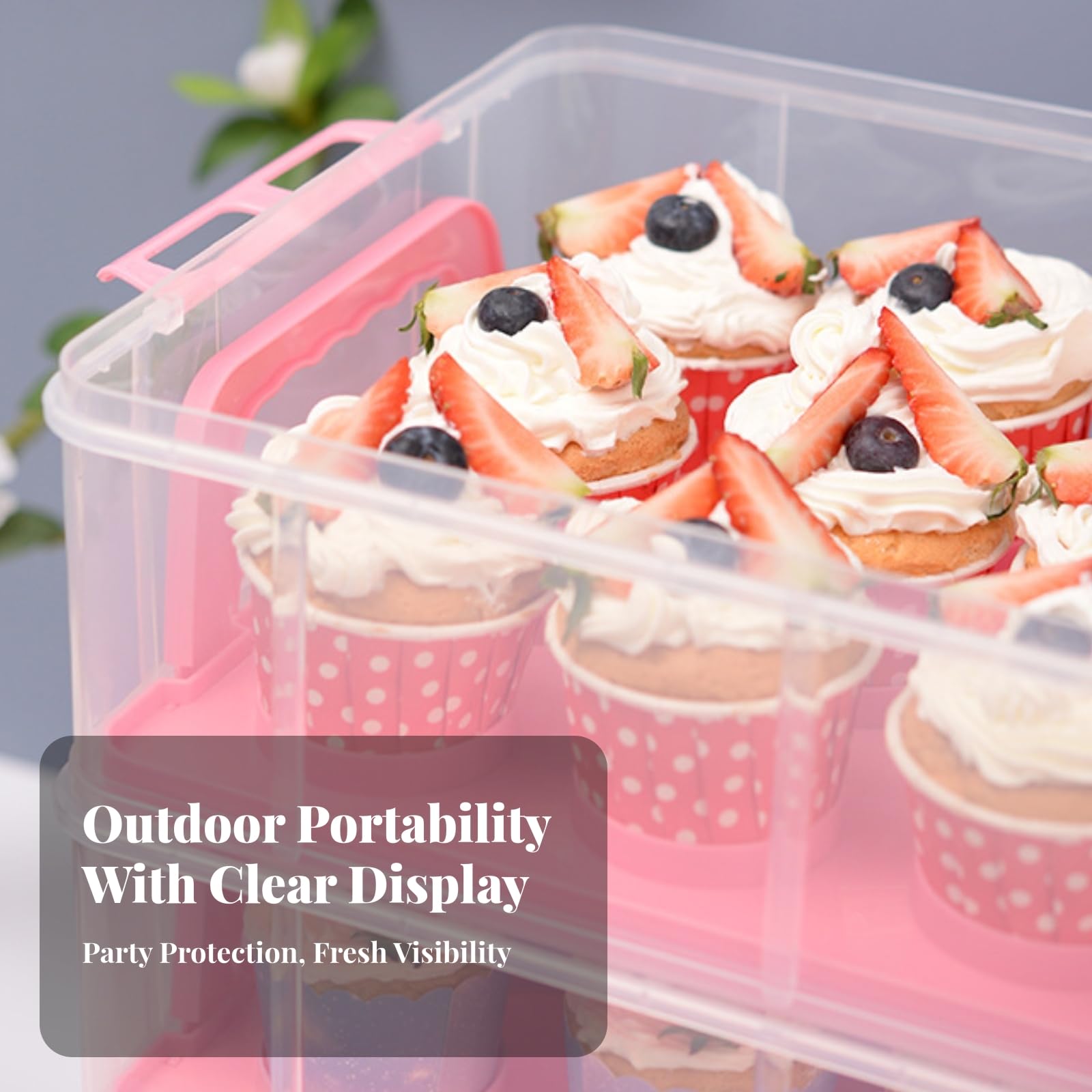 Scatola per Cupcake Impilabile Pratico, Scatola per Cupcake con Maniglia, Sicuro, Pasticceria, Bianco, Stile A