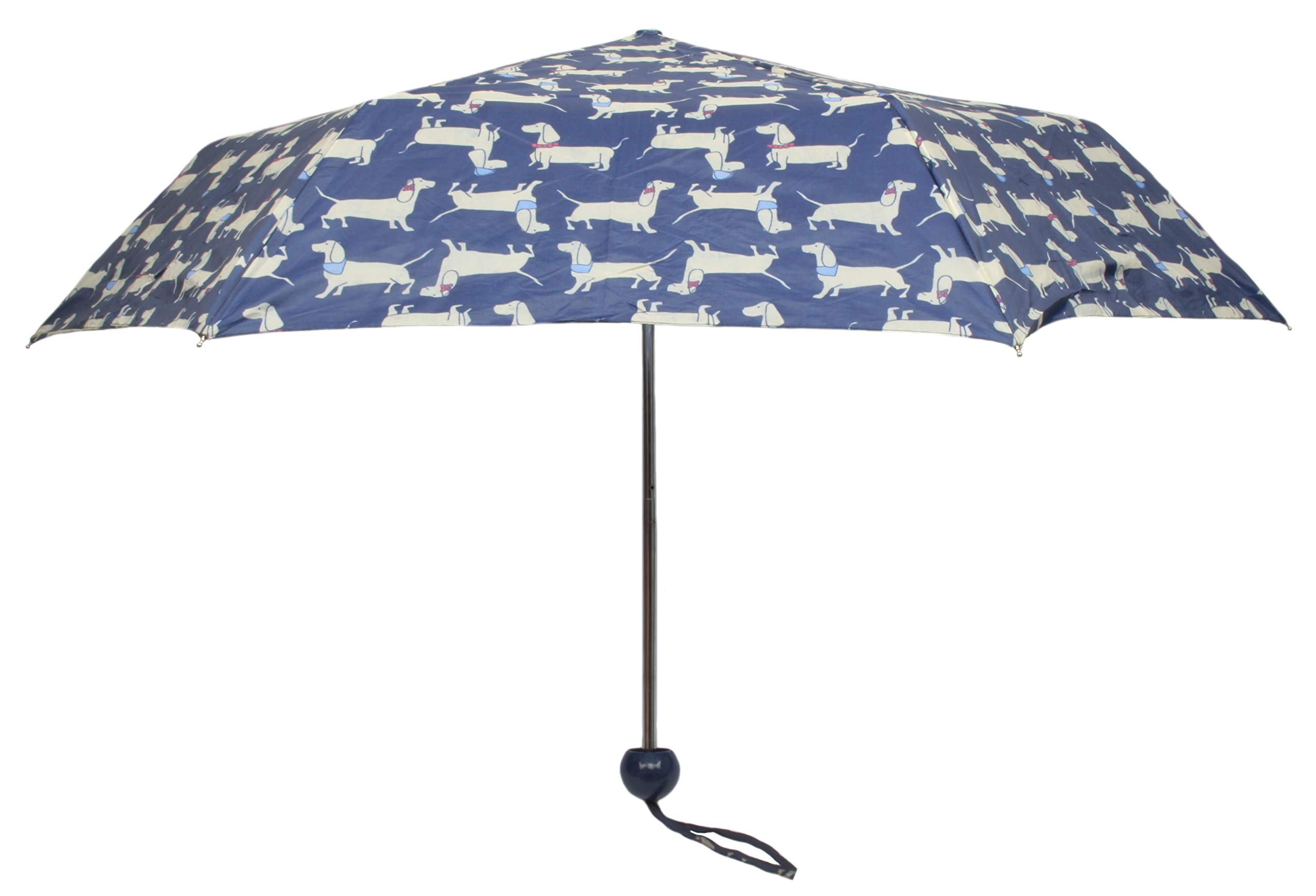 Drizzles Ladies Supermini Ball Handle Manual Umbrella Blue Sausage Dog