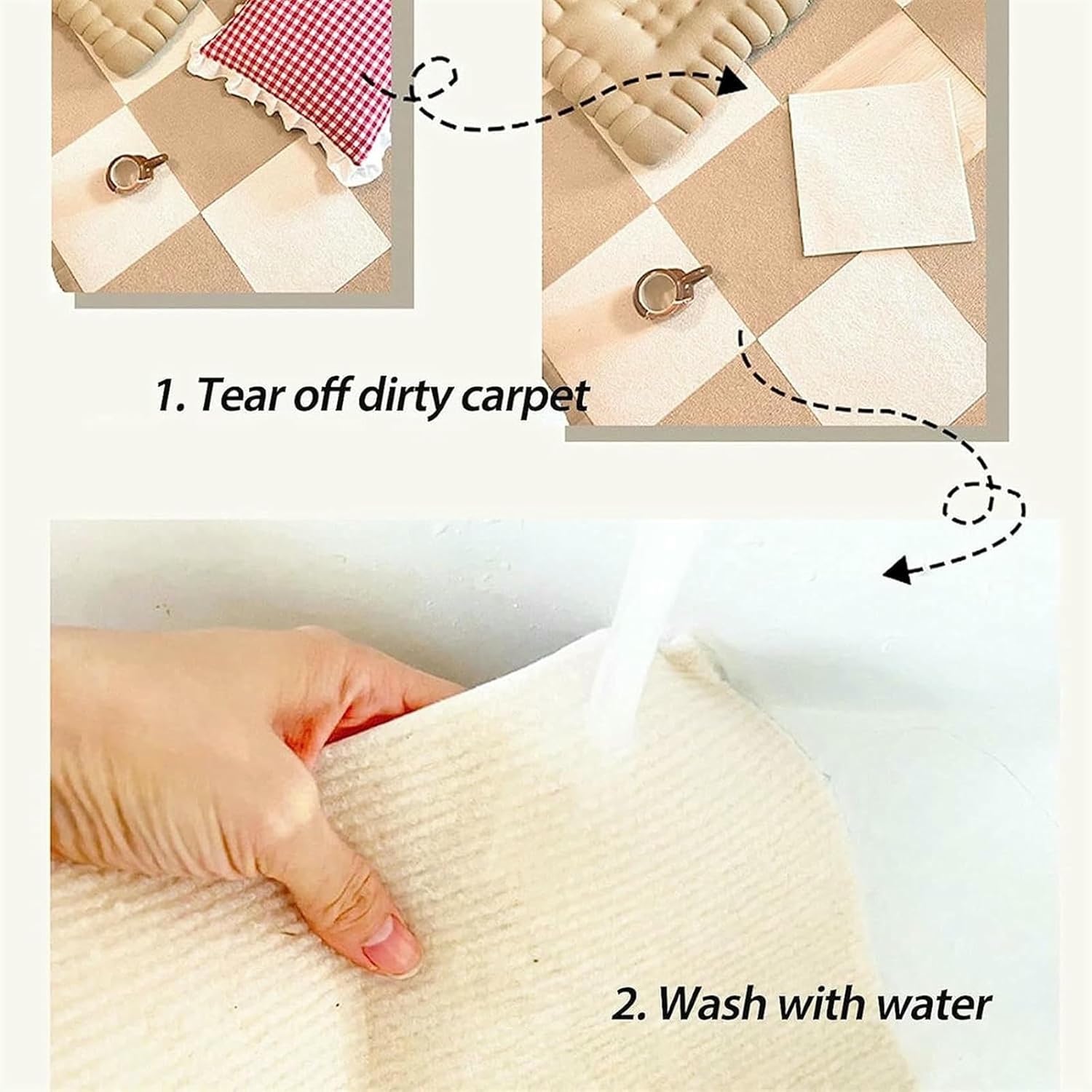Self Adhesive Carpet Tile, Anti-Slip Repeated Use Square Carpet Flooring-Multi-Purpose Floor Protection Tiles Stick Rug~/