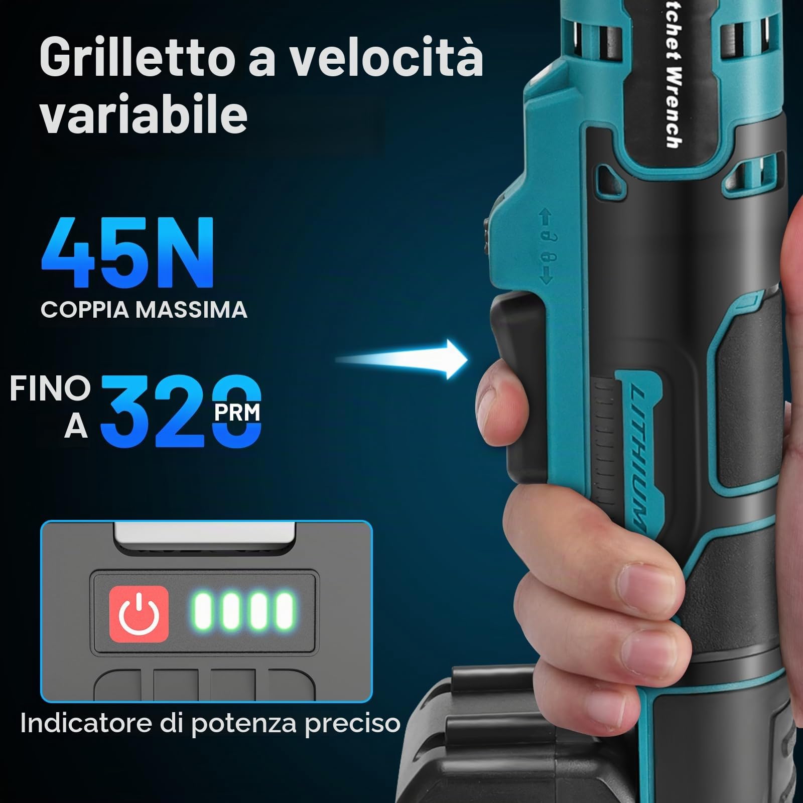 Yofuly Chiave a Cricchetto Compatibile con Batterie Makita 18V, 2 * 4000mAh Batterie Avvitatore Elettrico Set di Chiavi da 3/8" 60 N.m, 320 giri/min per Riparazioni Domestiche e Officina