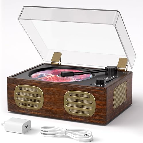 Reproductor de CD con altavoces Bluetooth, caja de música de tiempo, reproductor de CD portátil retro para reproductor de música en el hogar, con