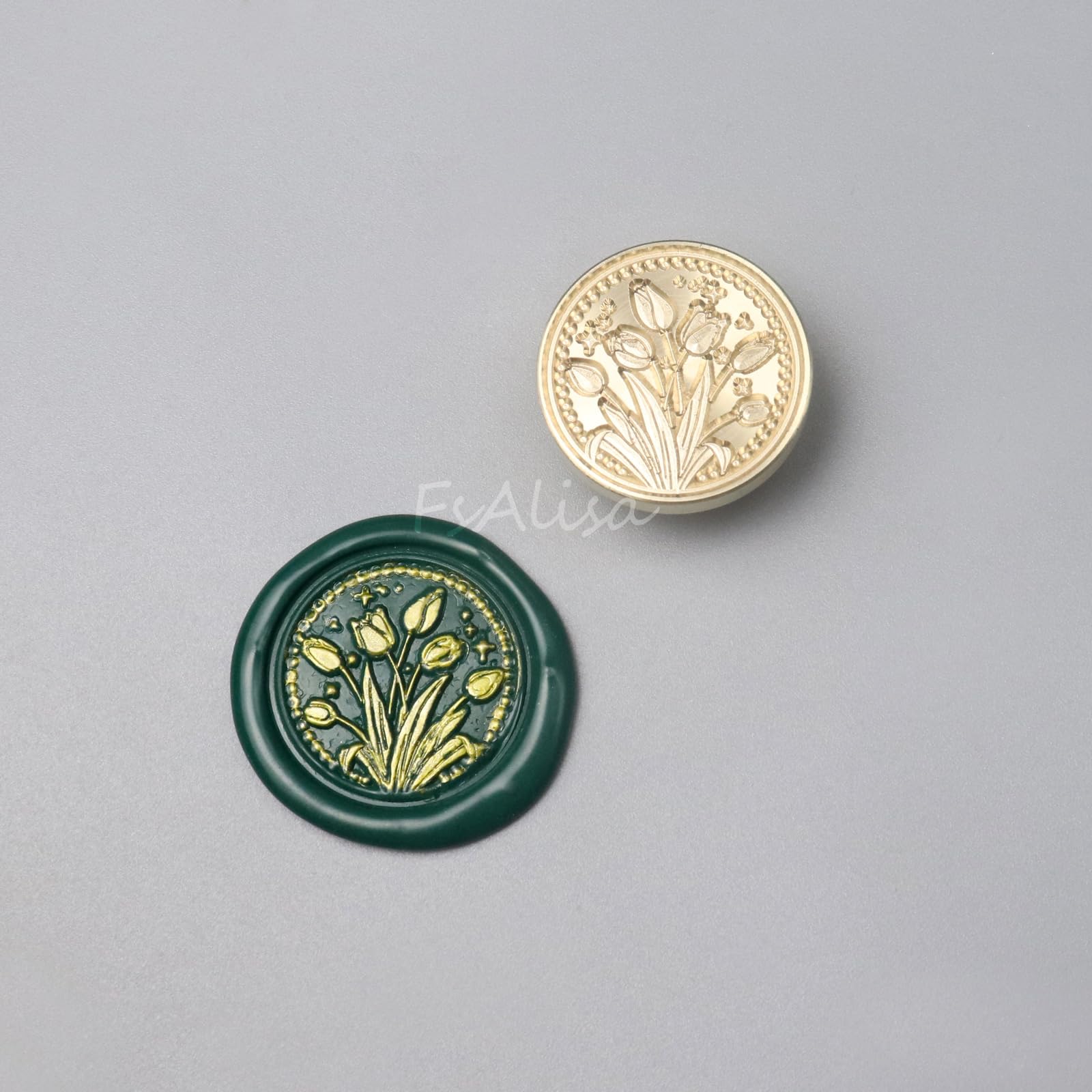 fsalisa Botanical Sealing Wax Stamp Head Tulip Brass Head without Handle Flower Plant Wax Seal Stamp Head Embellishment Wedding Invitations - Image 2