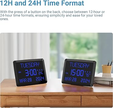 Mesqool 2 Pack 11.5 Digital Wall Clock(Red Digits and Blue Digits)