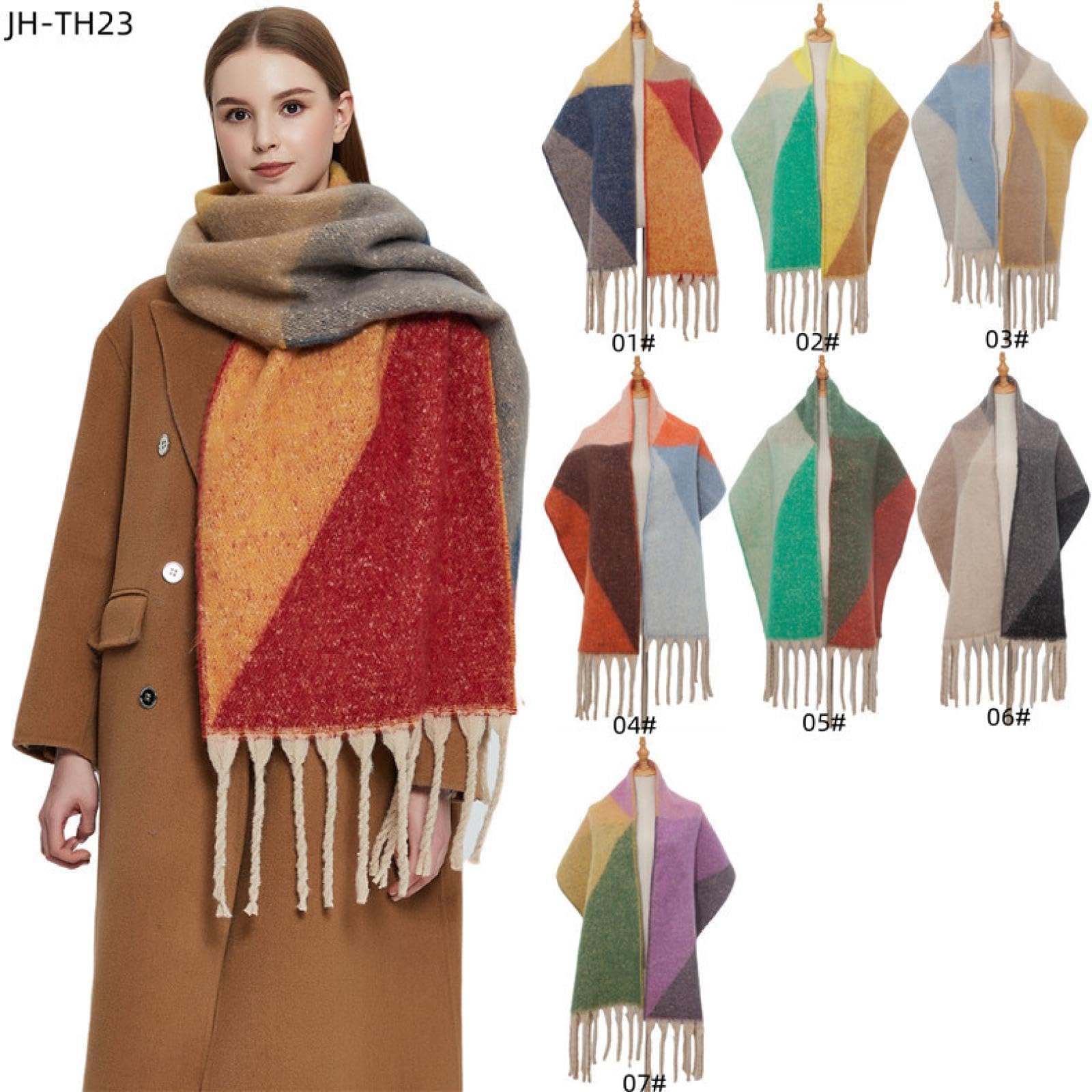 Sciarpa Donna Scialle Uomo Scialle Autunno E Inverno Ispessito Nappa Spessa Geometria Jacquard