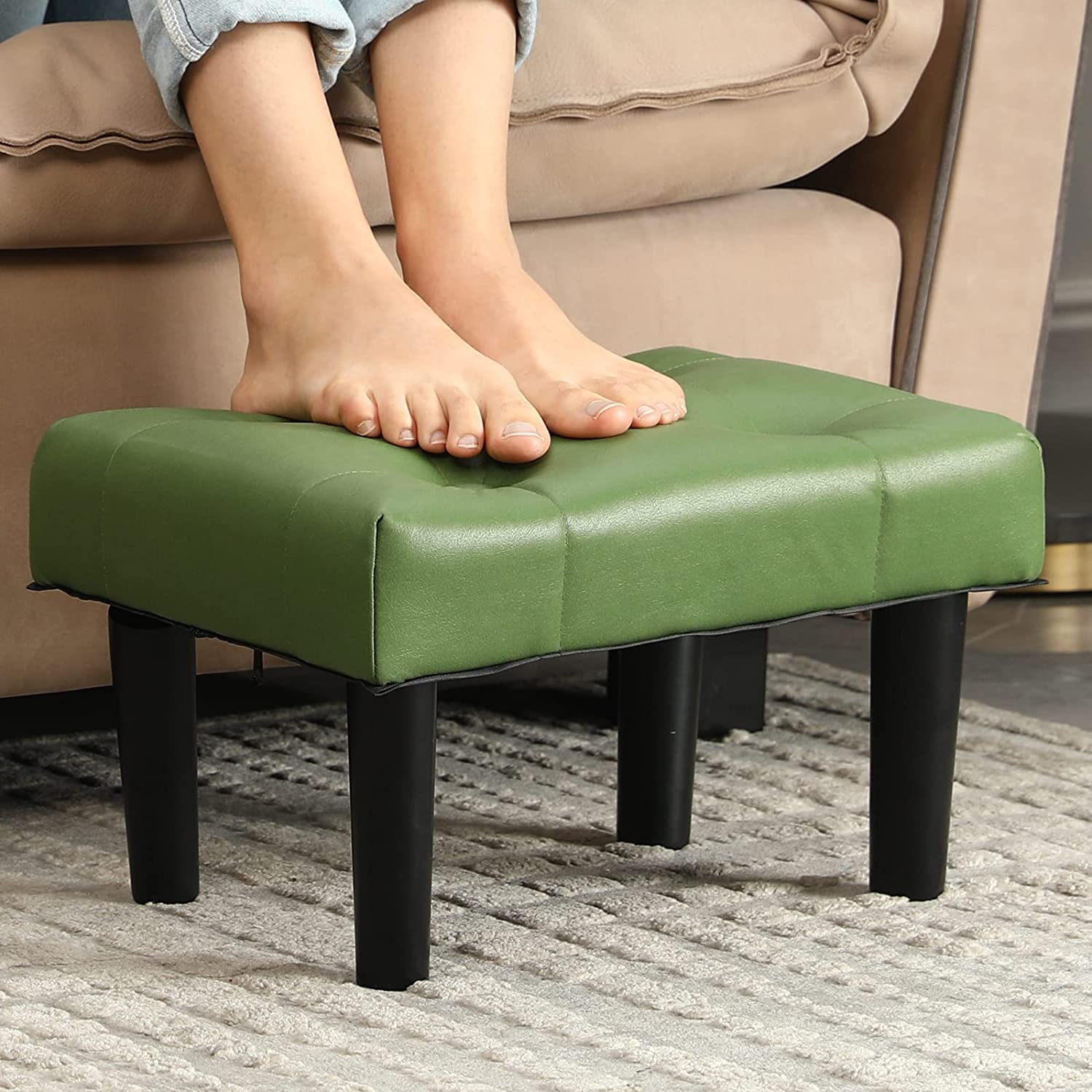 WOODWALLZ Footrest Stool Small Modern Square Footstool Ottoman for