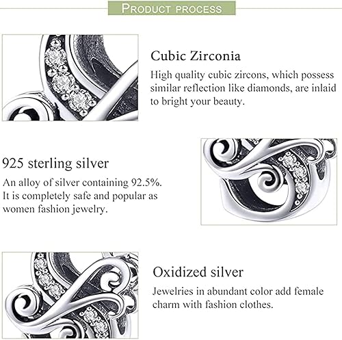 Miniatura 6 de Gothic Vine Initial Letter Fits Pandora Bracelets 925 Sterling Silver A-Z Bracelet Charms Alphabet Charms for Bracelets Necklace DIY Anklet Bead
