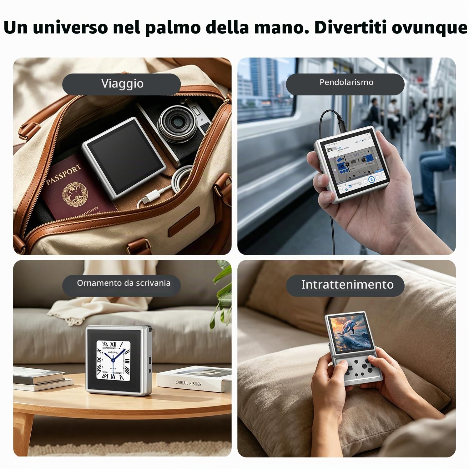 RG Rotate Retro Handheld Game Console, 3.5" Schermo girevole Android Portable Player, Unisoc T618 Chip 3GB+32GB, Batteria 2000mAh, Corpo in lega di alluminio (RG Rotate-Aurora Silver-NUOVO)