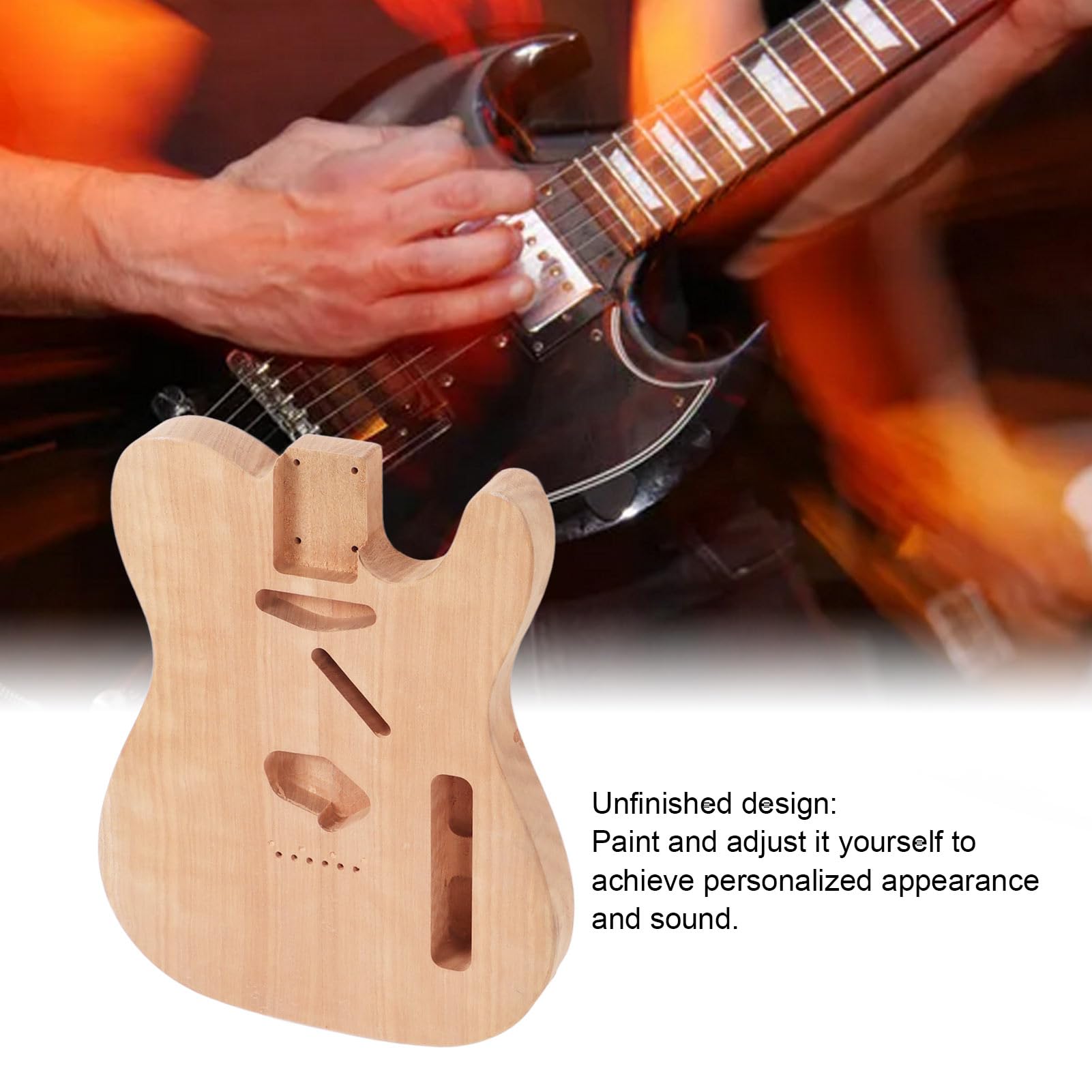 Canna per Chitarra Elettrica Non Finita, Mogano, Ricambio Vuoto per Corpo Chitarra Elettrica Professionale Fai-da-te per Aspetto e Suono Personalizzati (GSB10)