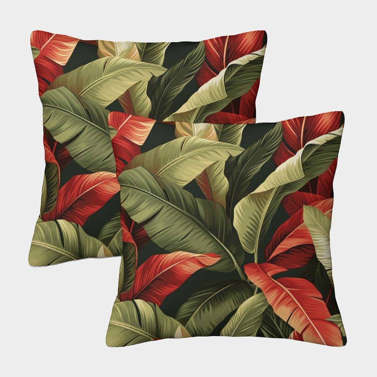 kaiyun 2 Pack Large Tropical Leaves Personalised Cushion Cover Plants Home Sofa Decoration 45x45cm Pillow Covers