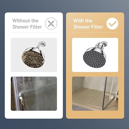 Miniatura 3 de Kintim Filtro de ducha para agua dura con presión completa, filtro de agua de ducha a prueba de obstrucciones con 304 hilos inoxidables, elimina el