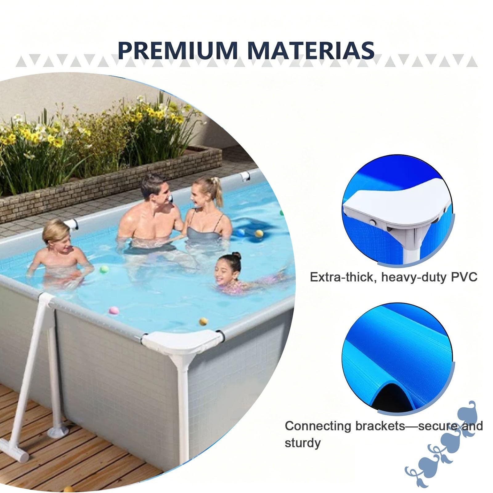 Piscina Rectangular Con Estructura Metálica 120-400 Cm Piscina Con Estructura Para Exteriores Piscina Elevada Con Estructura Piscina Con Estructura De Acero Y Paredes Laterales(120*92*33cm)