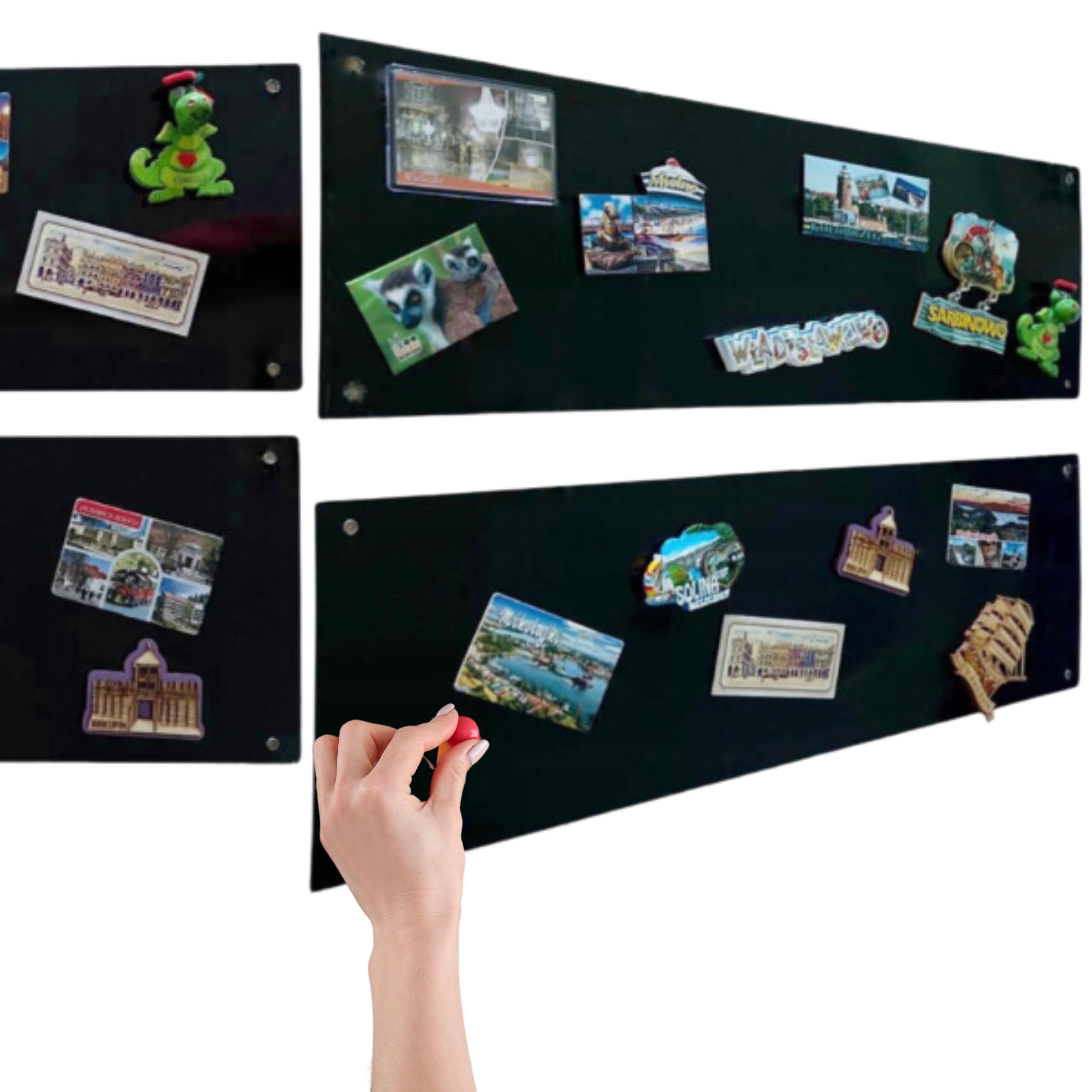 2x Léger Metal Tableau Magnétique Mural Noir 62,5x20 cm, Plaque Aimanté, Acier Inoxydable, Cuisine, Bureau, Chambre D'enfant, pour Lettres Magnétiques, Chiffres, Notes, Photos