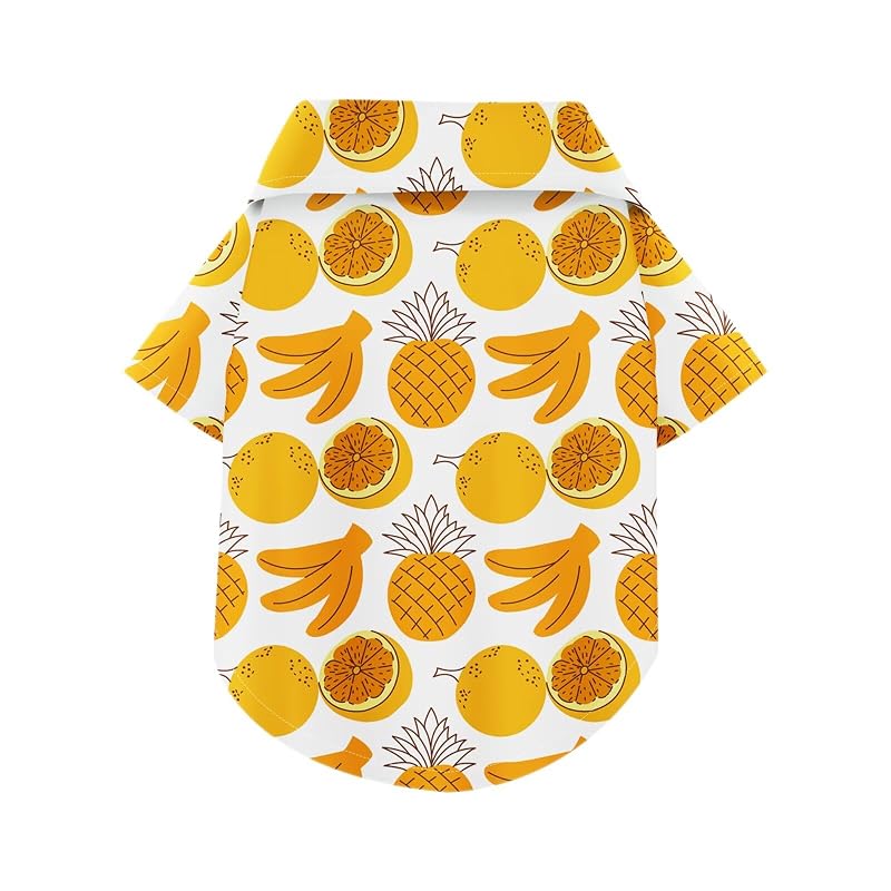 Camisa Havaiana para Cães em Poliéster com Estampa Tropical ZIAGAOP Yellow Fruit, M (2,72–4,99 kg)