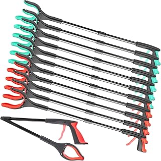 12 Pcs Trash Grabber Reacher Tool for Elderly, 32" Foldable Trash Picker Upper Grabber Long Handy Mobility Aids Lightweight Reaching Tool for Pick up Stick Arm Extension Litter Claw Picker Bulk