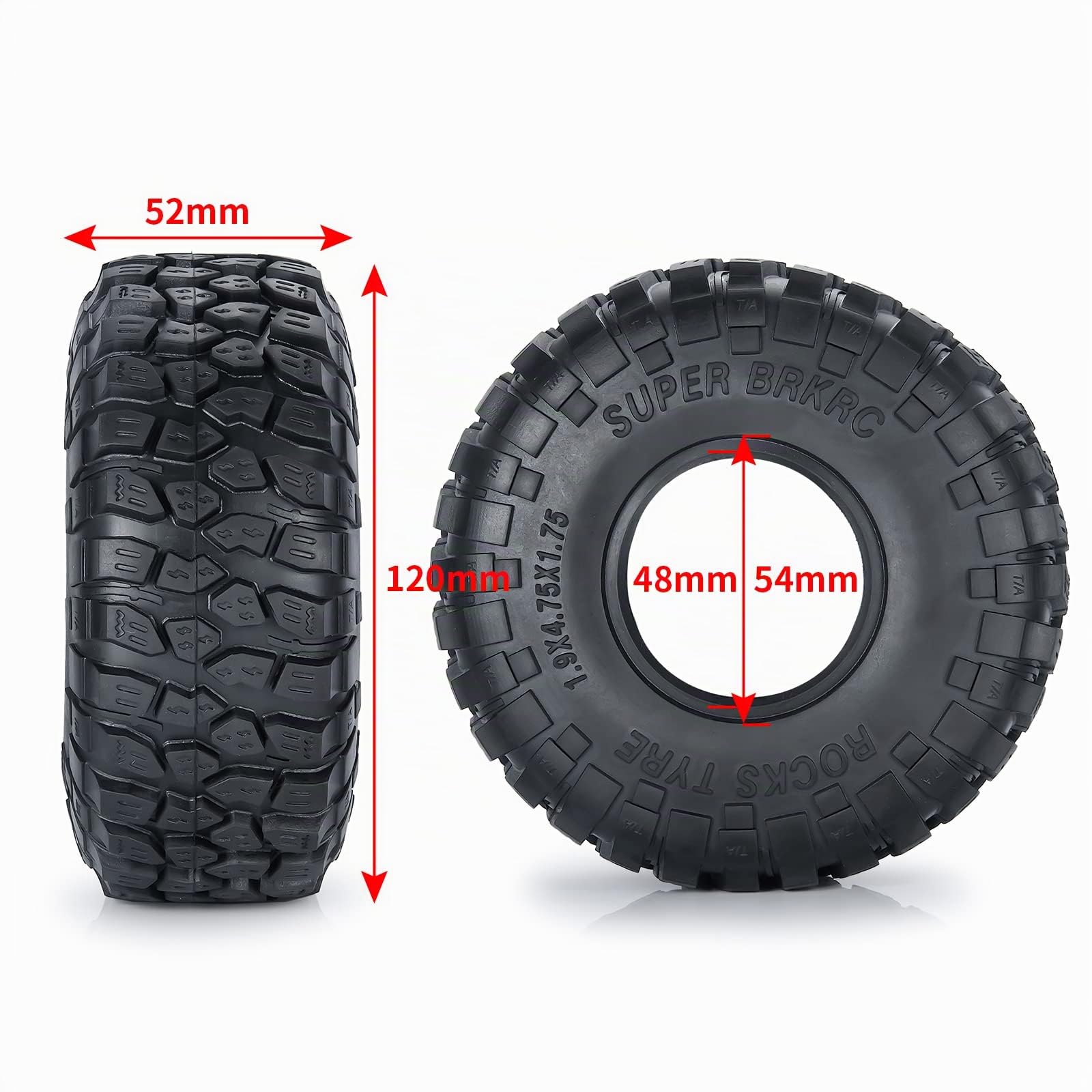 Runup RC 1.9 Pneumatici per crawler 1/10 RC Rock Crawler Axial SCX10 90046 TRX4 TRX-6 D90, 4 pezzi