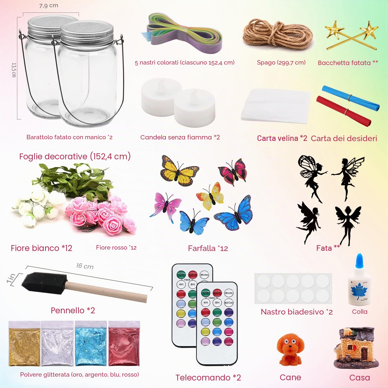 Fairy Potions Idee Regalo Ragazza, Mostof Kit fai da te Lanterna Fata - Regalo per Bambini 8 9 10 11 12 - Luce Notturna del Barattolo di Vetro con Telecomando - Progetto Artistico Fai-da-te (Fata)