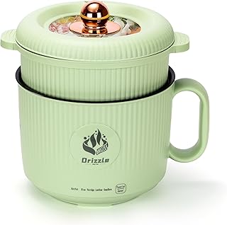 Drizzle Drizzle Electric Hot Pot Cooker 1.7L - Portable Smart Food Maker with Steamer Non-Stick Skillet Stir Fry Cooker Ramen Noodles Steak Egg Oatmeal Shabu-Shabu - Dormitory Office Camping Power