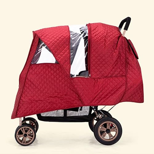 Miniatura 6 de Funda de lluvia de invierno para cochecito doble, cubierta de invierno para cochecito doble en tándem, cubierta universal de lluvia y viento de gran