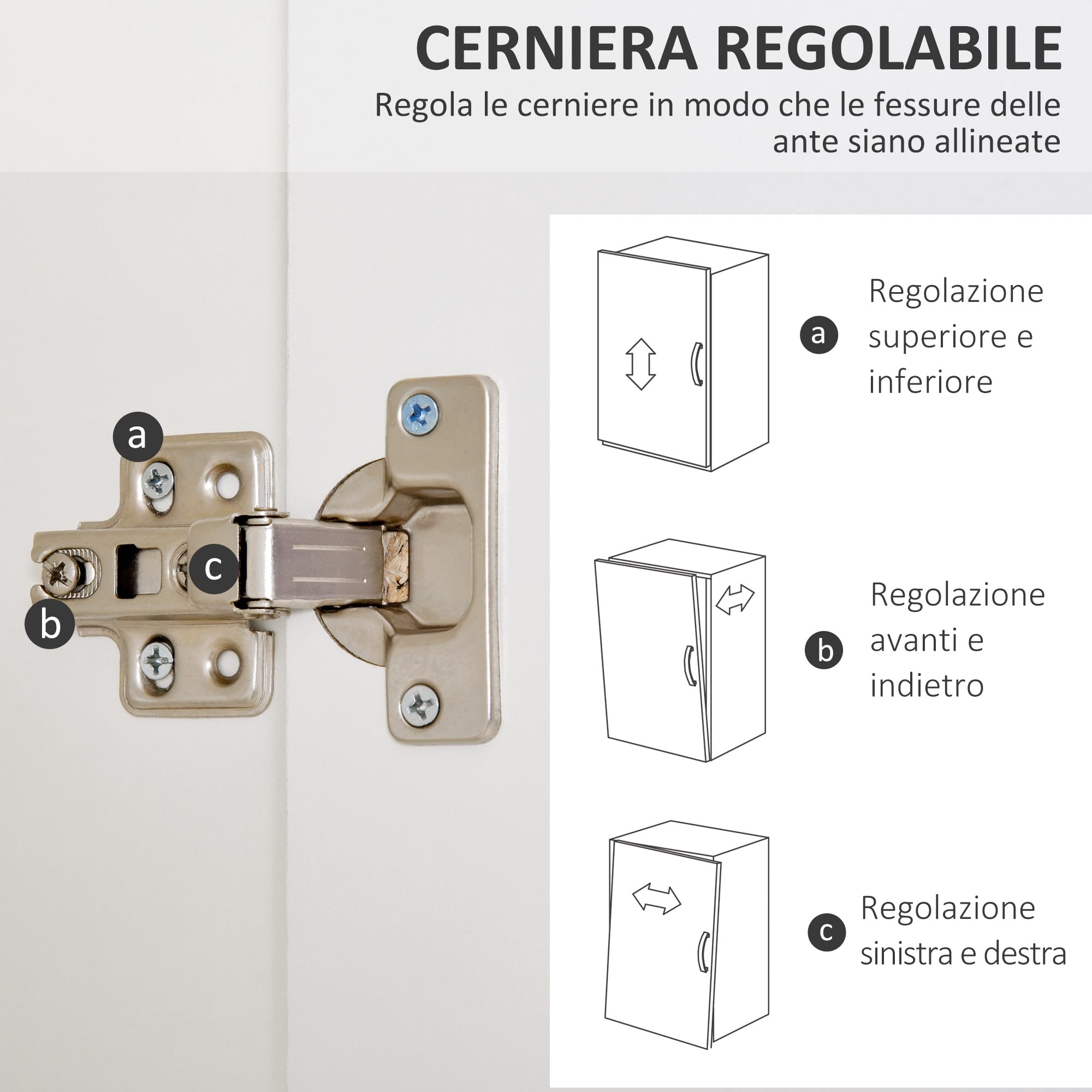 HOMCOM Armadio Guardaroba a Due Ante in Legno con Maniglie Intagliate, Armadio Camera da Letto con Ripiano, Appendiabiti e 2 Cassetti, 80x40x180cm, Bianco