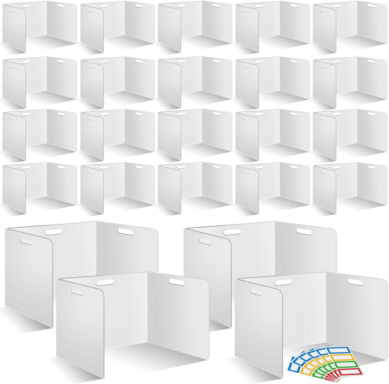 30 Pcs Desk Dividers for Students 14 × 17.5 × 14 Inch Plastic Durable and Waterproof Privacy Folders Shields Test Dividers with Classroom Privacy Boards for School Study Teacher Supplies (White)
