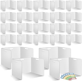 30 Pcs Desk Dividers for Students 14 × 17.5 × 14 Inch Plastic Durable and Waterproof Privacy Folders Shields Test Dividers with Classroom Privacy Boards for School Study Teacher Supplies (White)
