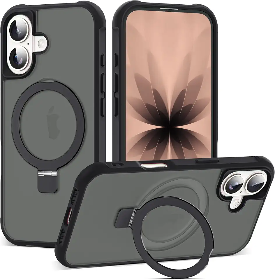 Capa compatível com iPhone 2025 com suporte magnético invisível de anel de vedação de grau militar, capa de telefone translúcida para iPhone 2025 de 6,1 polegadas [compatível com Mag-Safe