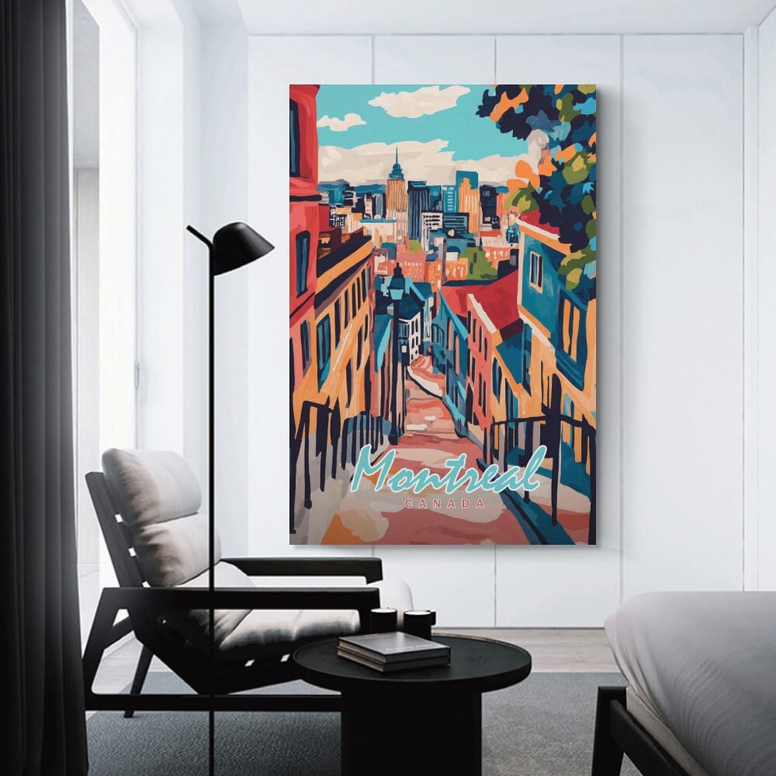 Junmoney Decorative Canvas Print Montreal Cityscape, 24x36inch(60x90cm), for New Homes, Bedrooms Or Workspaces, Thoughtful Wall Decor for Art Lovers