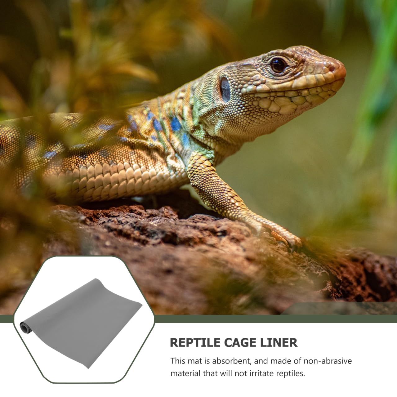 Supvox Reptilienmatte 150x60 cm Zuschneidbar - Reptilienteppich Bodengrund Feuchtigkeitsbestandig fur Terrarien und Kafige - Weiche Waschbare Terrarieneinlage fur Bartagamen Schildkroten Schlangen -