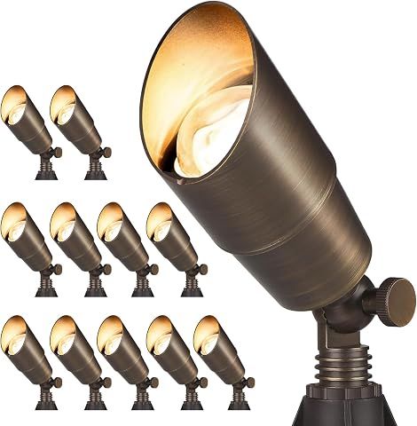 Solid Brass Outdoor Landscape Spotlights, 12V Low Voltage LED, Waterproof, 12 Pa