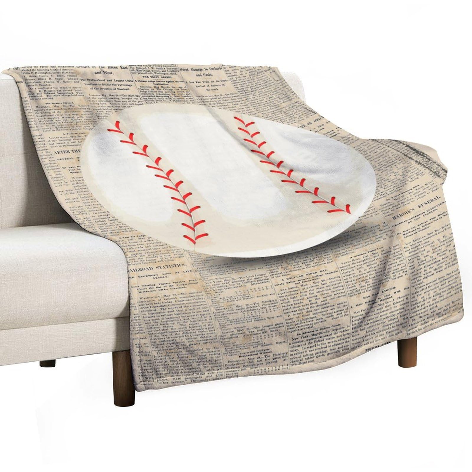 Couverture polaire en flanelle baseball 127x152 cm jeté de lit chaud plaid sport