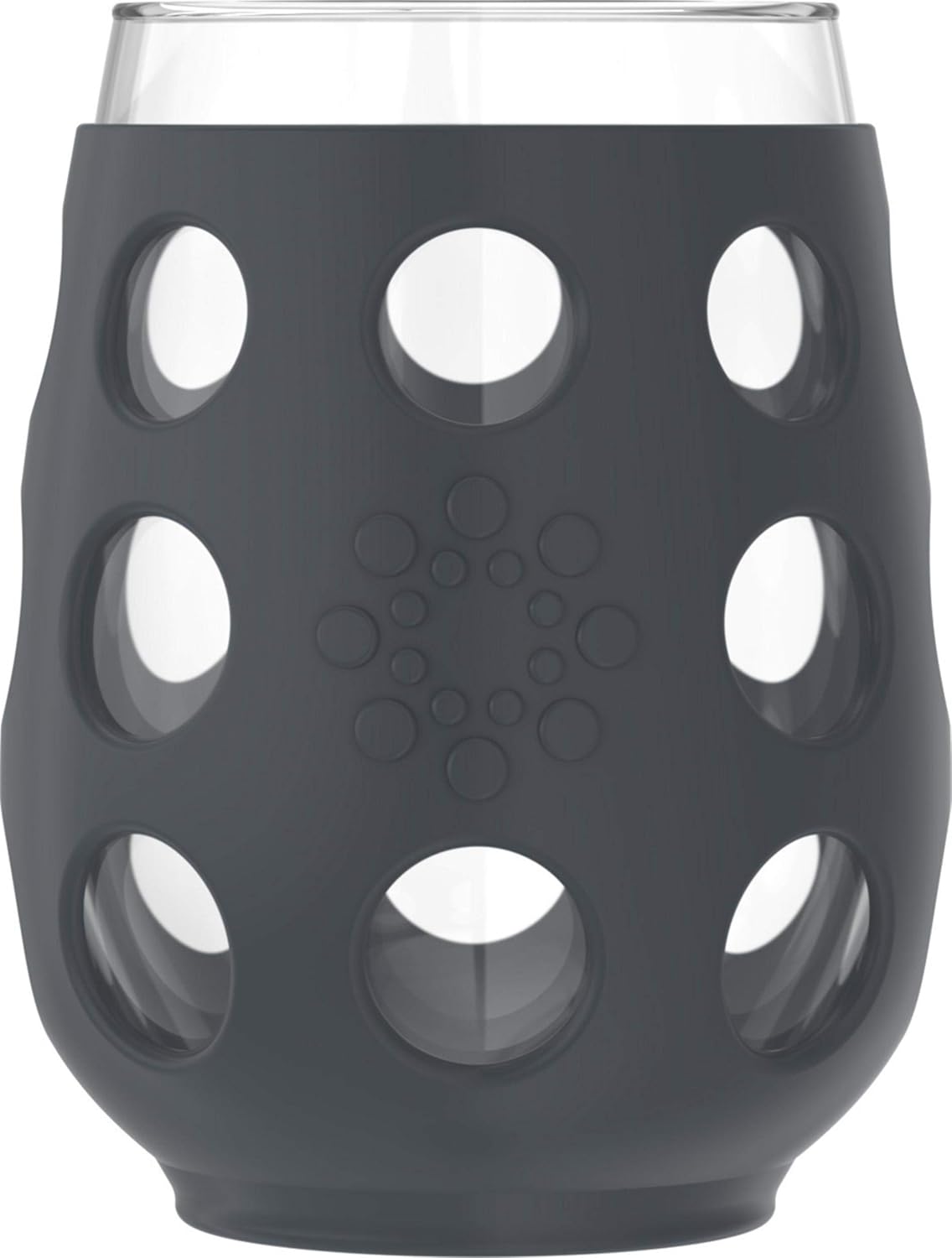 Lifefactory Wine Glass with Protective Silicone Sleeve, 4 Count (Pack of 1), Carbon