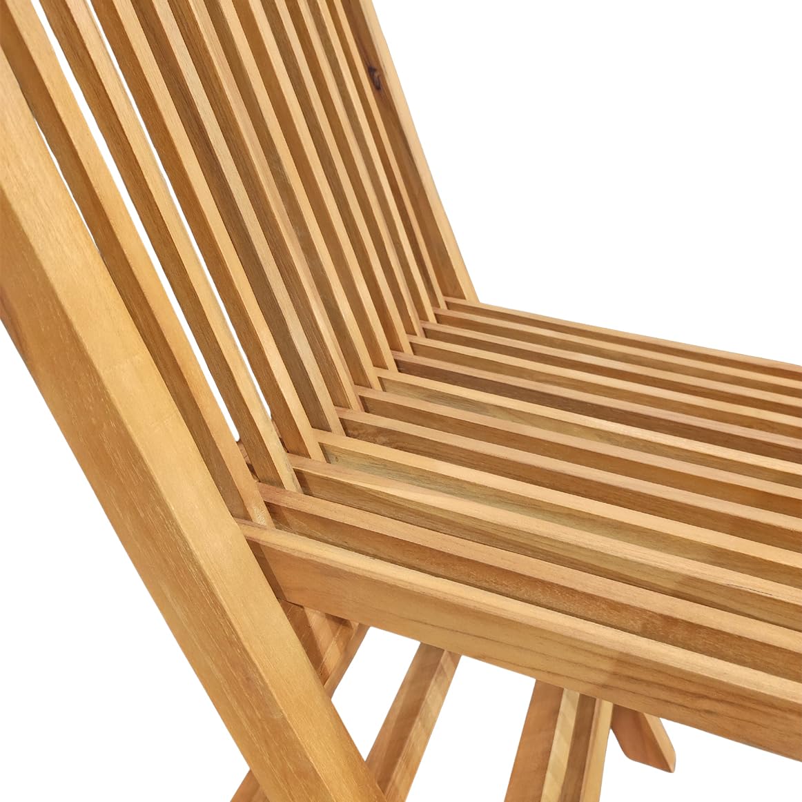 Meubletmoi Chaise de Jardin Pliante en Bois de Teck Massif huilé pour Table de Repas - Extérieur Naturel Patio terrasse Balcon - ANCOLIE
