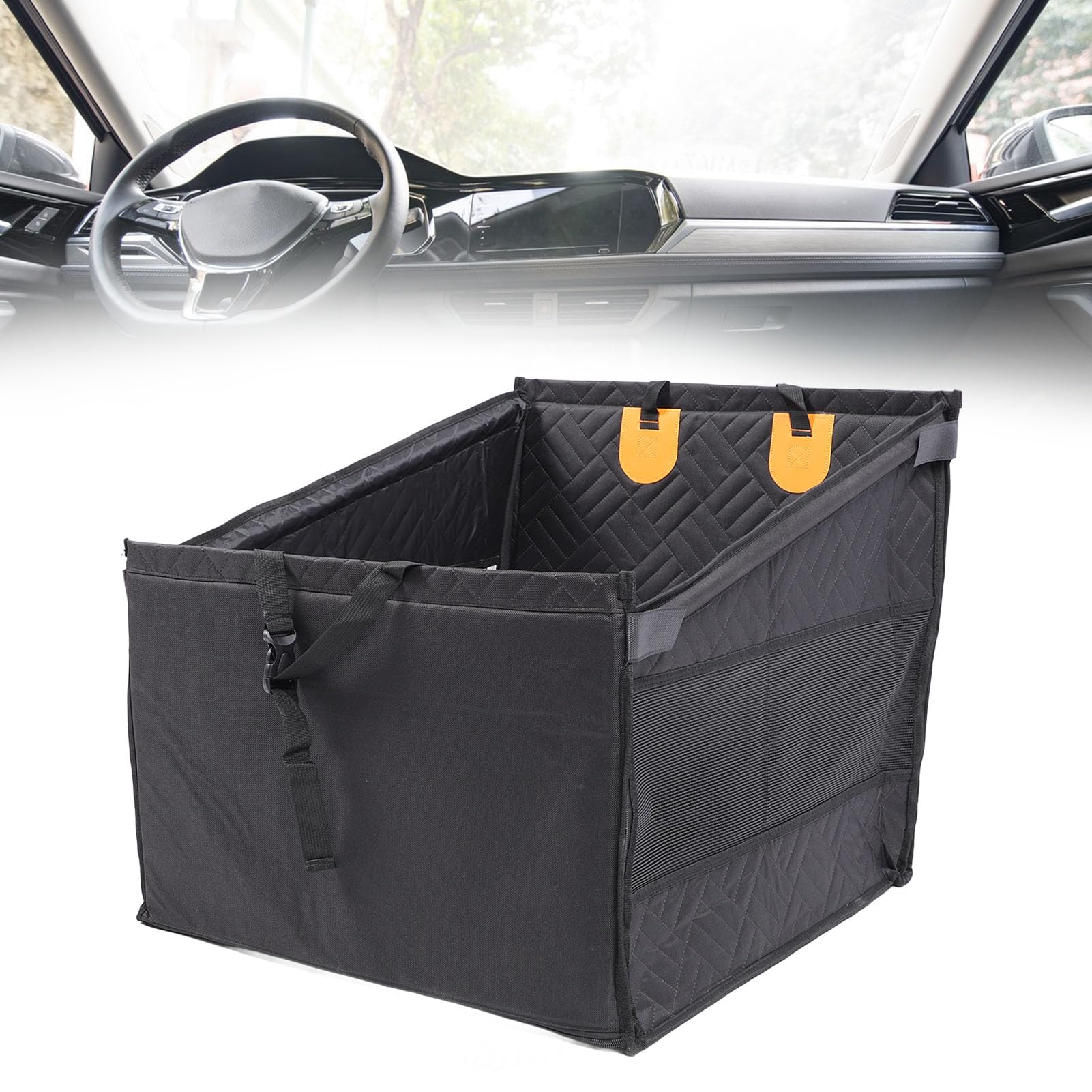 Dog Booster Car Seat, Black Oxford Fabric, Breathable Mesh Design, 59x51.5x56cm