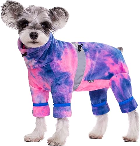 Miniatura 2 de Abrigos para perros pequeños, pijamas de forro polar para perros pequeños y medianos, chaqueta de invierno para perros, mamelucos de teñido anudado,