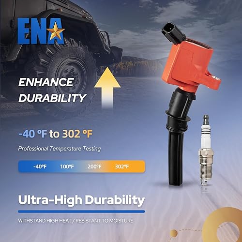Miniatura 3 de ENA Juego de 8 bobinas de encendido rojas y bujías compatibles con Ford Mercury Crown Victoria Expedition Explorer F150 Navigator Town Car Grand