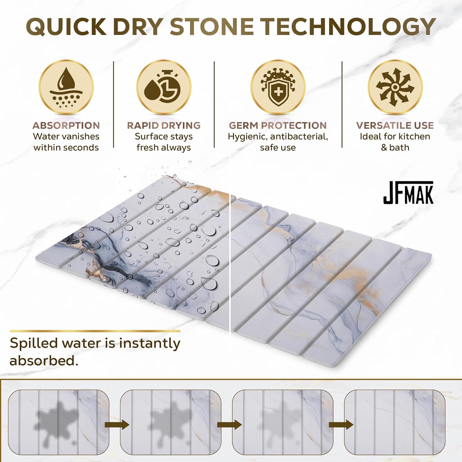 Foldable Stone Bath Mat - 24''x16'' Super Absorbent Diatomaceous Earth Bath Mats, Bathroom Mat Quick Dry, Non-Slip, Compact, Easy to Store and Clean. - Image 3