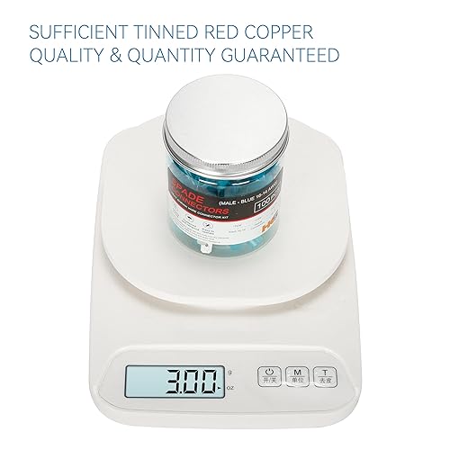 Miniatura 10 de HKS 100 conectores de pala hembra rojo 22-16 AWG  Kit de conectores de cable de desconexión rápida eléctricos termorretráctiles  cobre rojo estañado