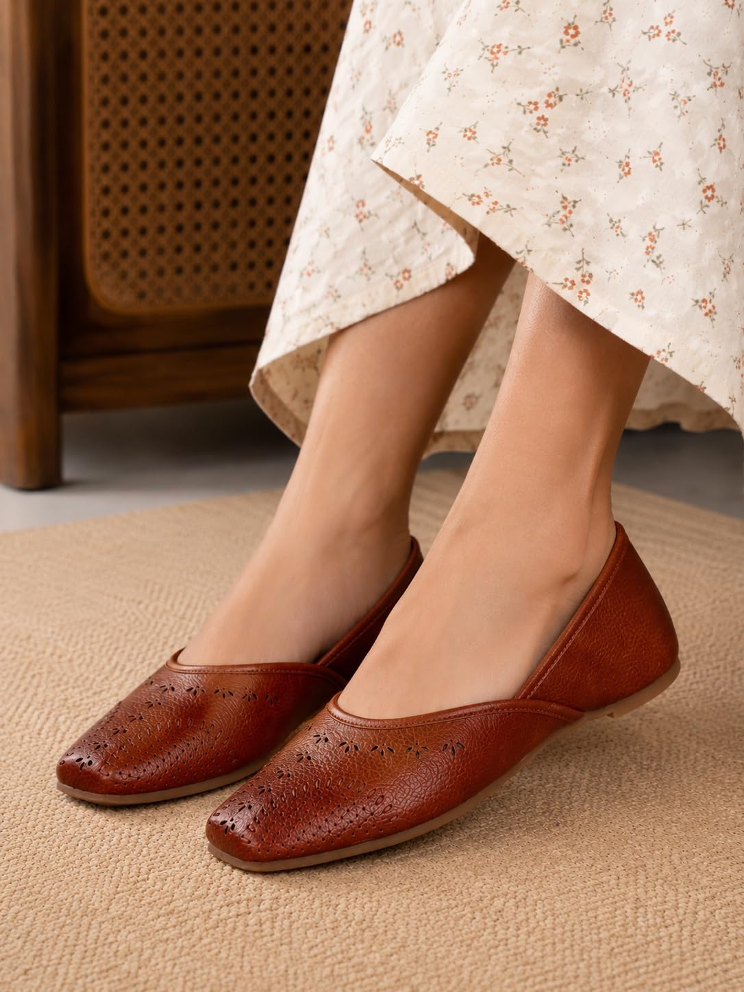 710kpTuRSeL._SL1448_ TRASE Traditional Jutti for Women & Girls | Flat Sole, Soft Lining, Cushion Footbed | Casual Wear & Comfortable Ethnic Footwear for Wedding & Festive