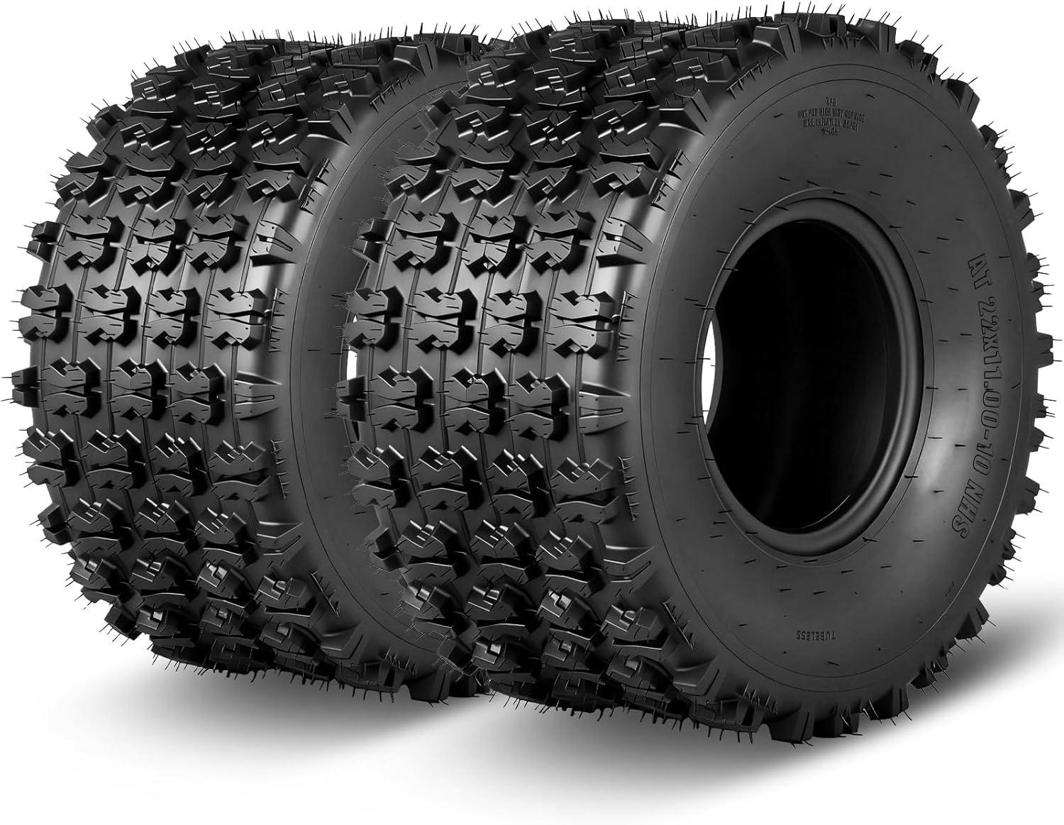 2Pcs 22x11-10 ATV UTV Tires, 4PR 22x11x10 All-Terrain Tires, Tubeless, Non-Directional Tread for Mud, Trail, Sand