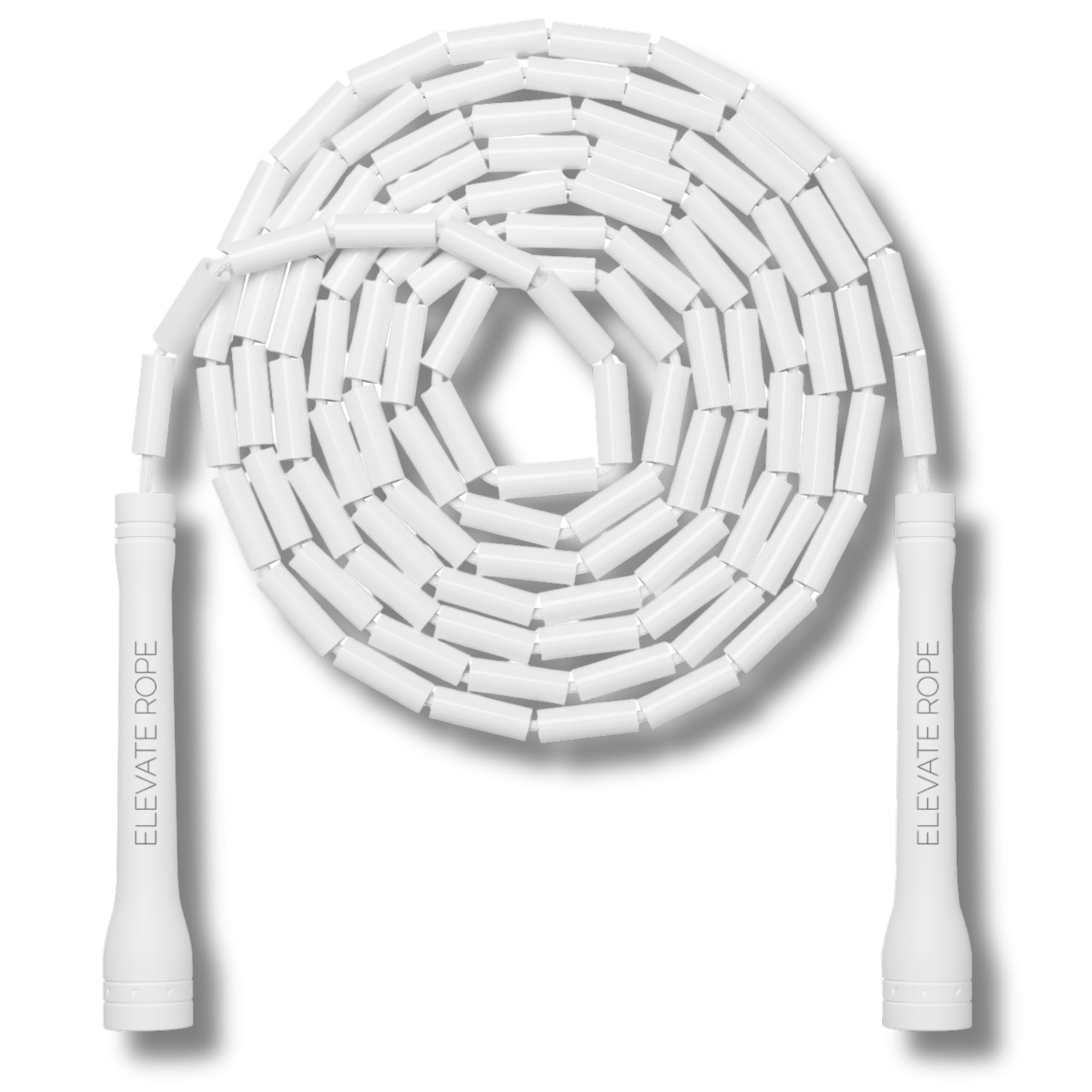 Elevate Beaded Jump Rope - Professional jump rope with an adjustable length up to max. 3 mt, thickness 3 mm poly cord/8mm including beads, weight 0.1 kg. (White)
